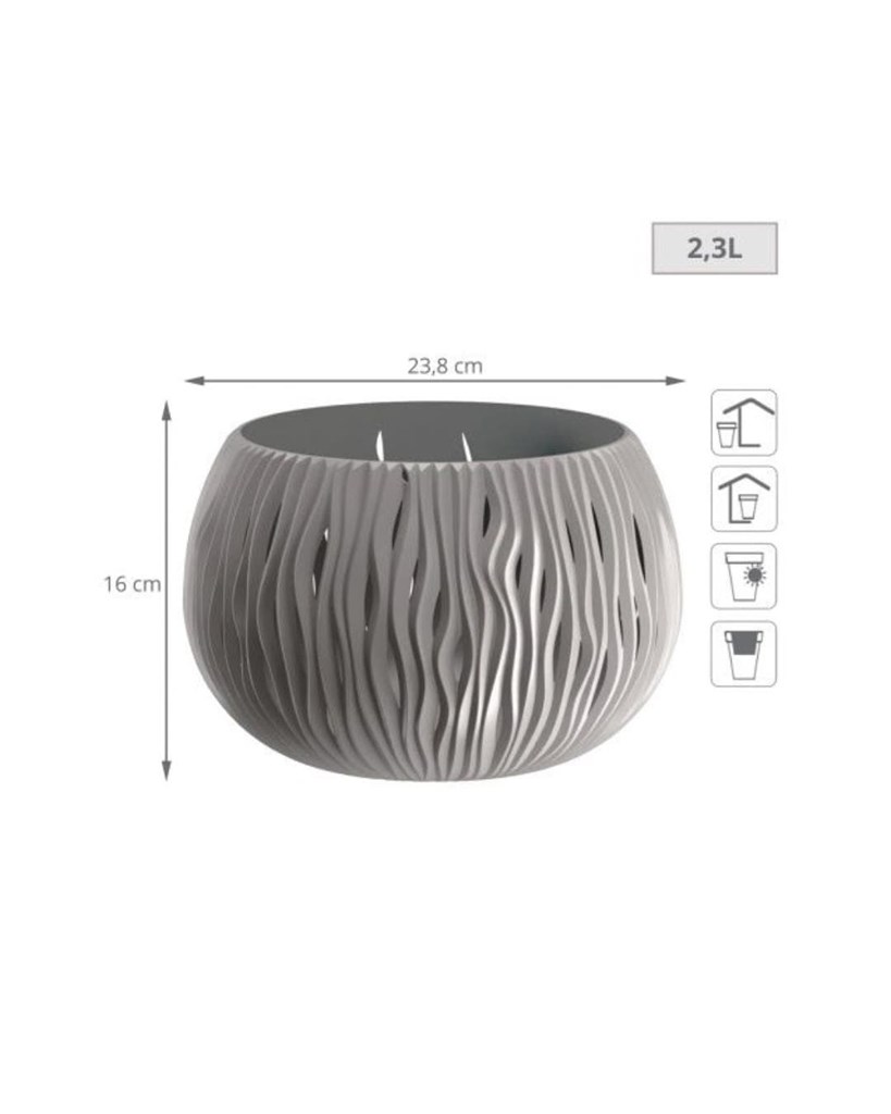 Foto 2 Maceta Bowl Sandy Gris 2.3L Prosperplast